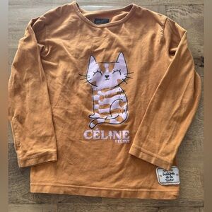 Souris Mini Kids burn orange Cat Graphic Long-Sleeve Top size 4 years